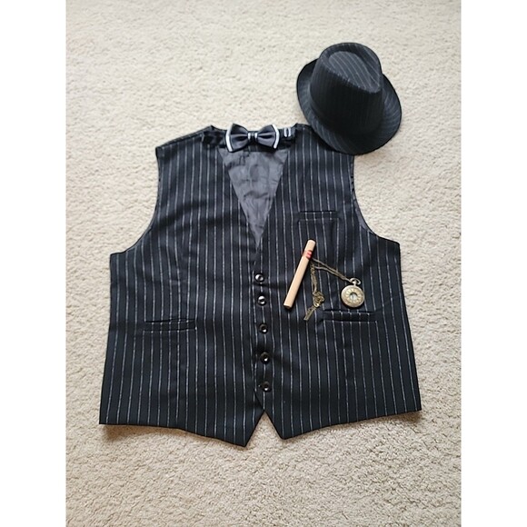 Mens 50's Gangster Inspired 2XL Vest, Hat And Acessories - Picture 1 of 11